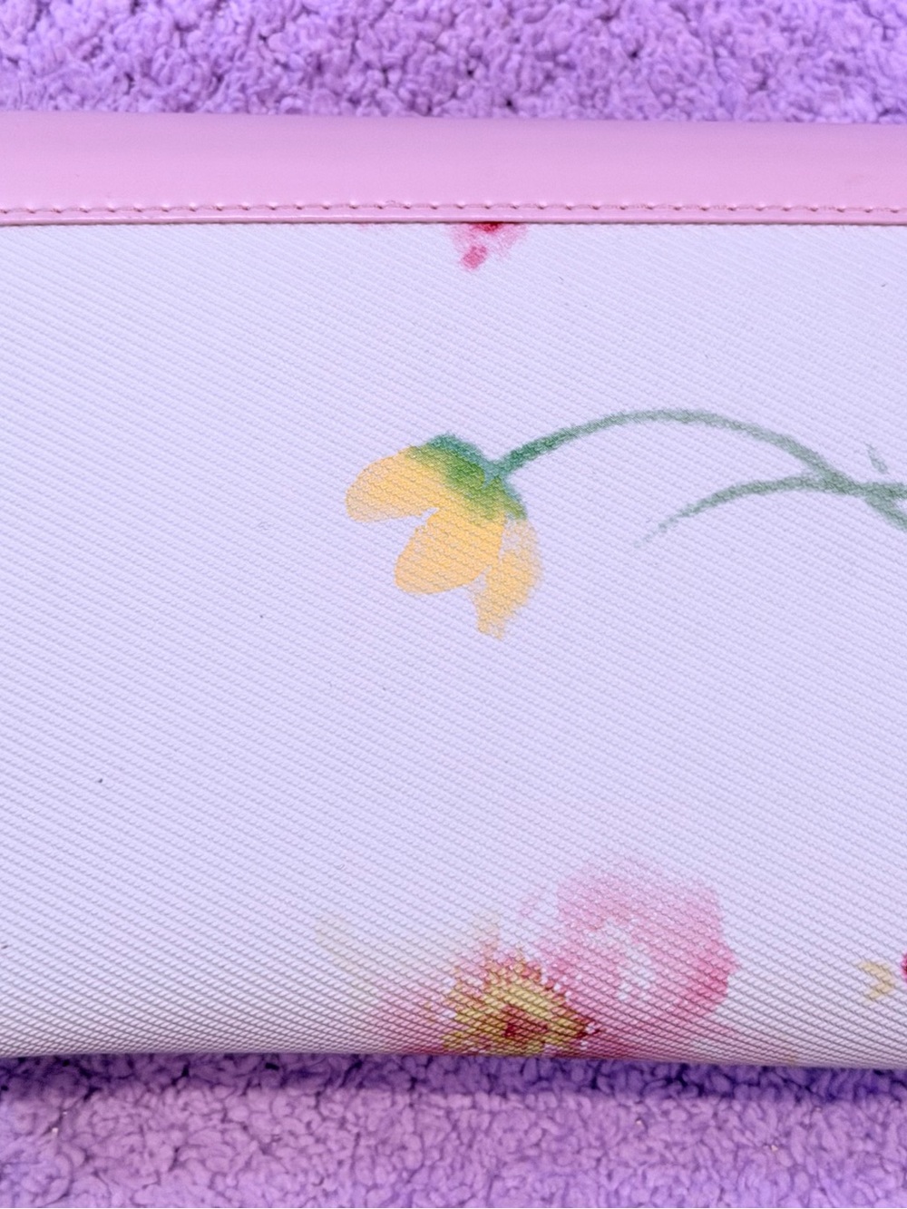 Dior Pink and White Floral Saddle Wallet with Silver 'D' Charm - Picture 2 of 7